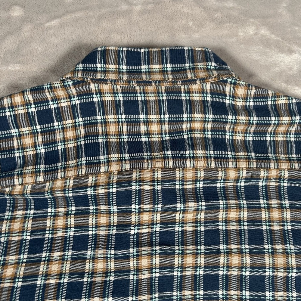 Patagonia Fjord Flannel Shirt Mens L Plaid Brown Blue Long Sleeve Organic 42410 - Picture 13 of 16